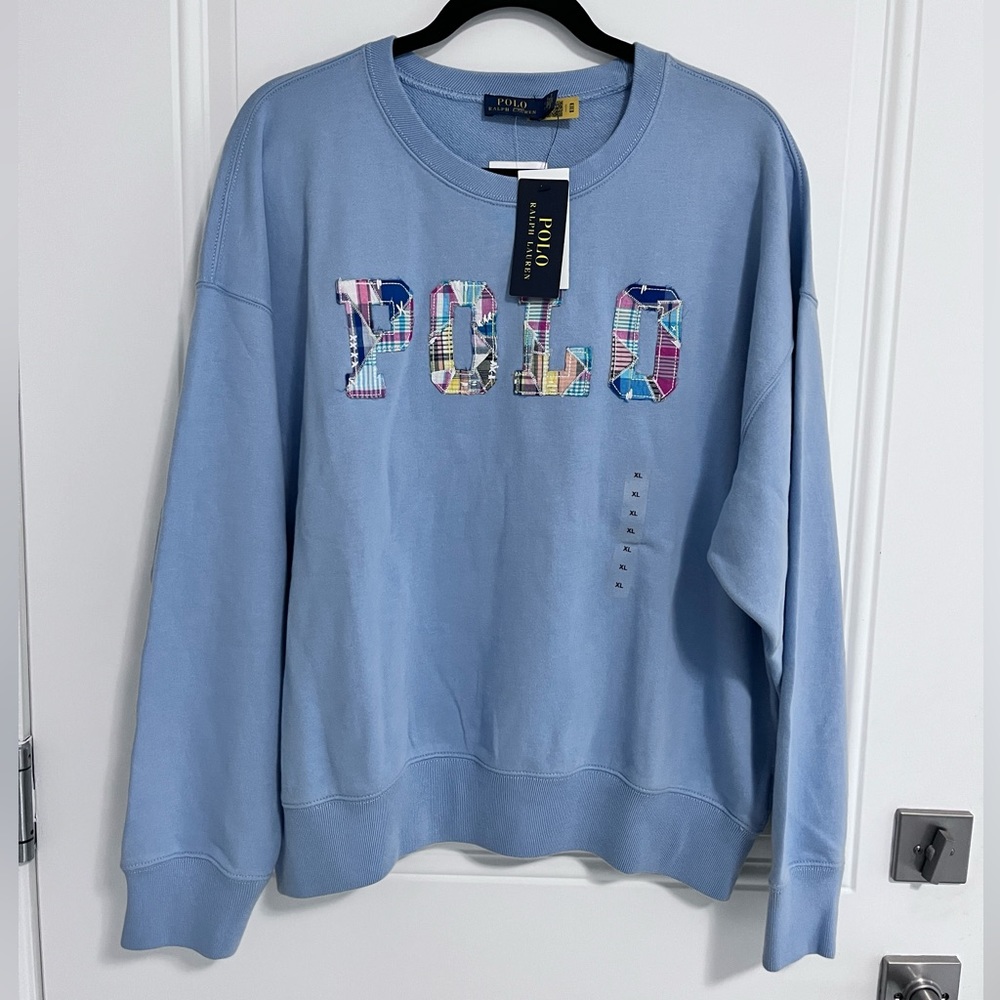 NWT - Polo Ralph Lauren Women’s Logo Patchwork Oversized Sweatshirt - Size XL